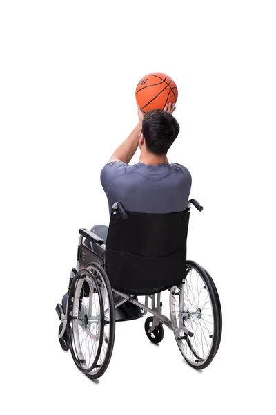 Jogador de basquete se recuperando de lesão em cadeira de rodas — Fotografia de Stock
