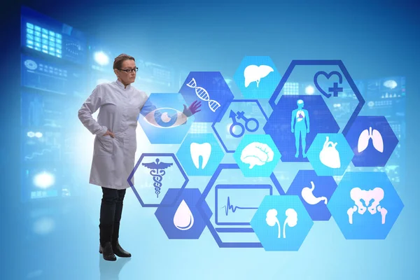 Woman doctor in telemedicine futuristic concept — Stock Photo, Image