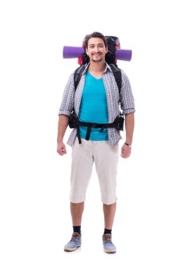 Büyük sırt çantalı sırt çantası beyaz üzerinde izole
