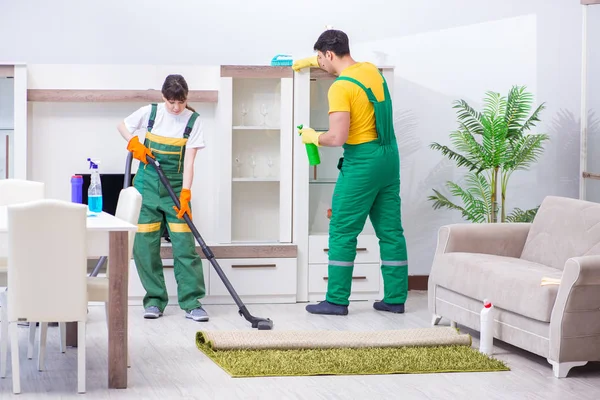 Cleaning professional contractors working at house