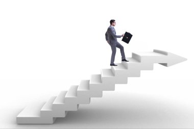 İş adamı iş dünyasında kariyer basamaklarını tırmanıyor