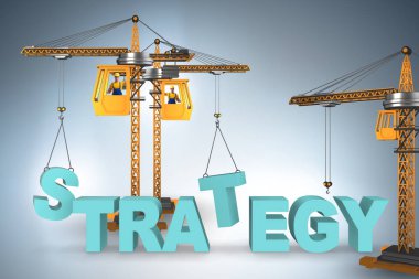 Plan ve Strateji kavramı mektup kaldırma vinç ile