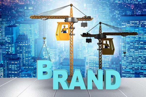 Crane lifting brand letters on commercial concept — Stock Photo, Image