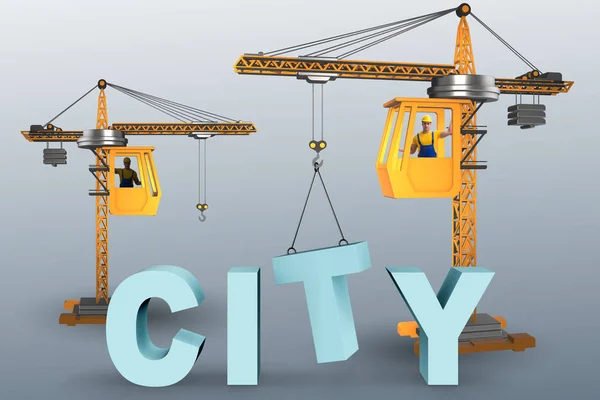 City construction concept with crane — Stock Photo, Image