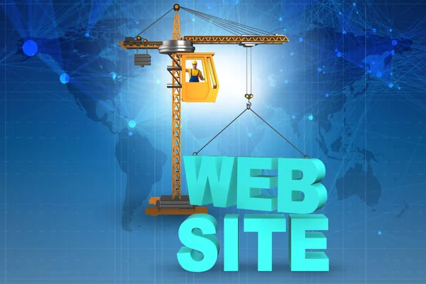 Concepto de construcción del sitio web con grúa y letras — Foto de Stock