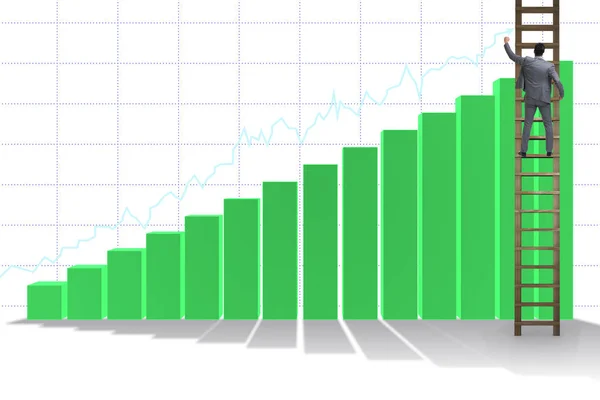 Empresário subindo para o crescimento das estatísticas — Fotografia de Stock