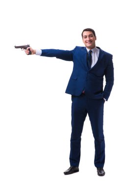 Beyaz zemin üzerinde izole iş adamı