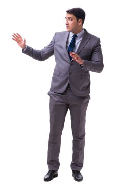 Beyaz zemin üzerinde izole iş adamı