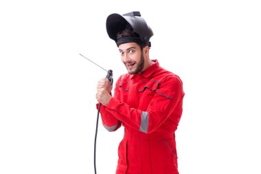 Beyaz arka plan üzerinde izole komik Kaynakçı