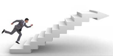 İş adamı iş dünyasında kariyer basamaklarını tırmanıyor