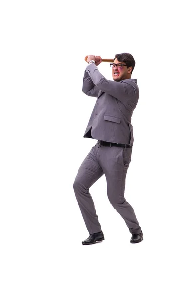 Hombre de negocios enojado con hacha aislada en blanco — Foto de Stock