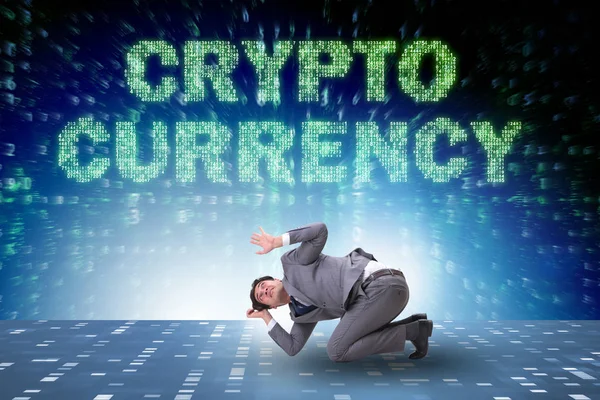 Businessman confused about all cryptocurrencies — Stock Photo, Image