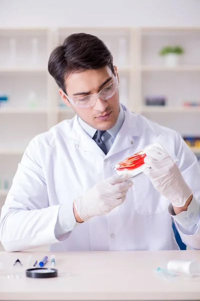 Criminólogo experto trabajando en el laboratorio para obtener evidencia — Foto de Stock