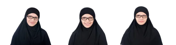 Frau mit muslimischer Burka isoliert auf weiß — Stockfoto
