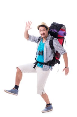 Büyük sırt çantalı sırt çantası beyaz üzerinde izole