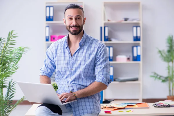 Joven diseñador trabajando en su estudio en un nuevo proyecto — Foto de Stock