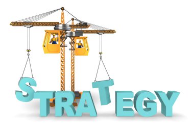 Plan ve Strateji kavramı mektup kaldırma vinç ile