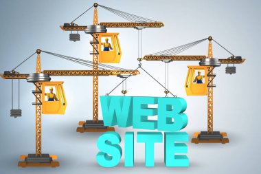 Vinç ve harflerle web sitesi inşa kavramı