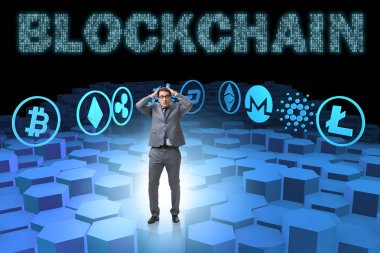 Çeşitli kripto para birimleri ve iş adamları kavramı