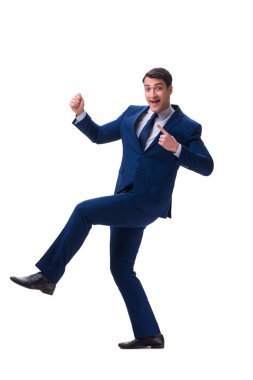 Beyaz zemin üzerinde izole iş adamı