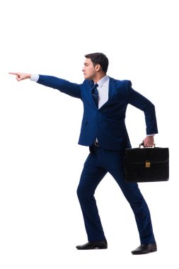 Beyaz zemin üzerinde izole iş adamı