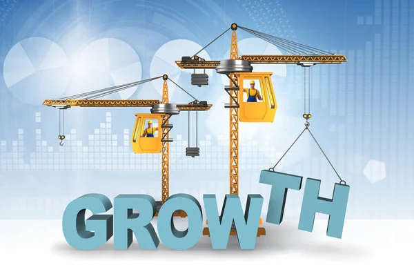 Growth concept with crane lifting letters — Stock Photo, Image