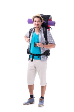 Büyük sırt çantalı sırt çantası beyaz üzerinde izole