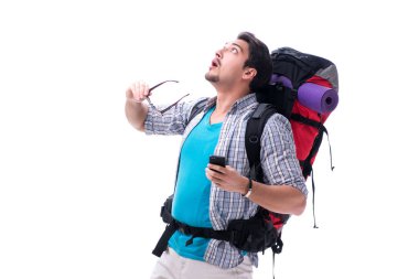 Büyük sırt çantalı sırt çantası beyaz üzerinde izole