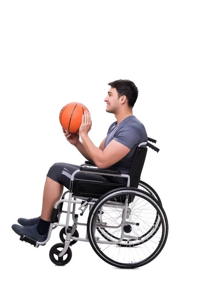 Jogador de basquete se recuperando de lesão em cadeira de rodas — Fotografia de Stock