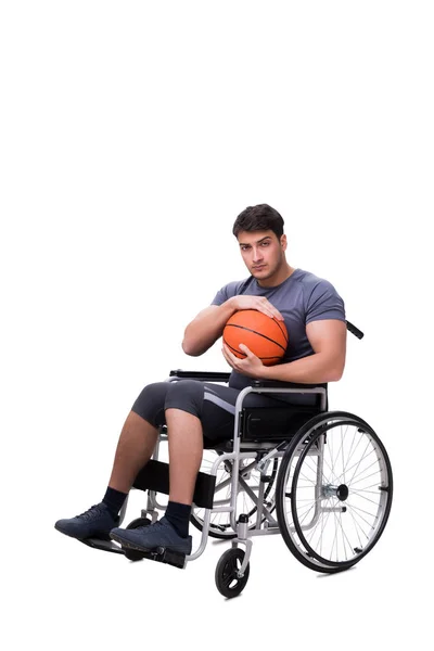 Jogador de basquete se recuperando de lesão em cadeira de rodas — Fotografia de Stock