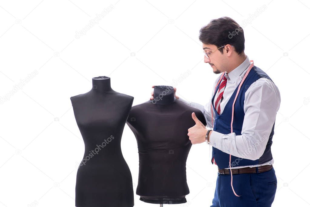 Male tailor isolated on white background