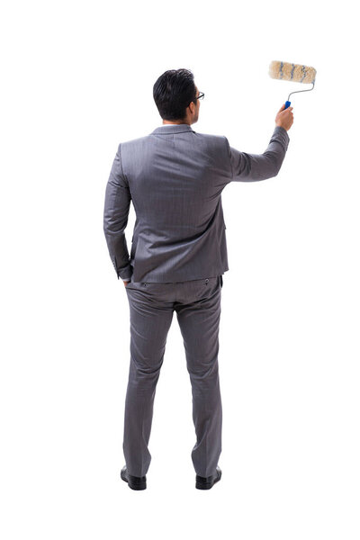 Бизнесмен художник изолирован на белом фоне