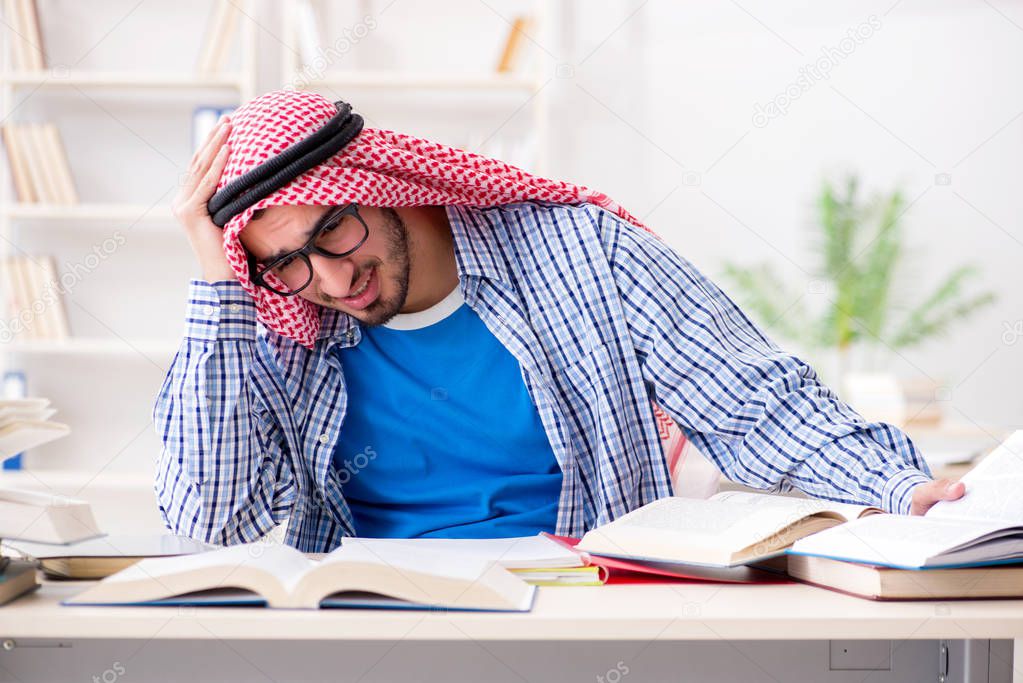 Arab student preparing for university exams