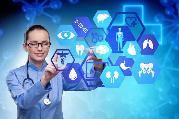 Woman doctor in telemedicine futuristic concept — Stock Photo, Image