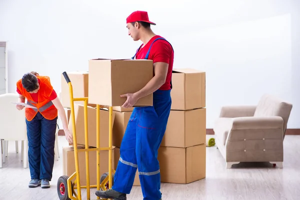 Professional movers doing home relocation — Stock Photo, Image