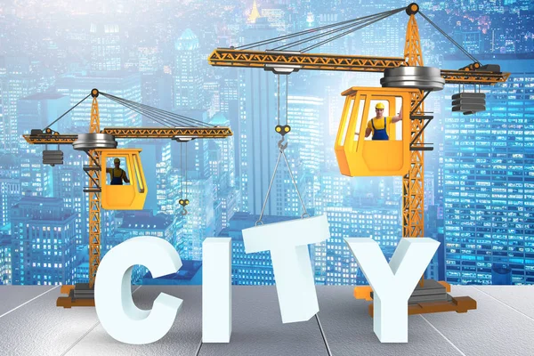 City construction concept with crane — Stock Photo, Image