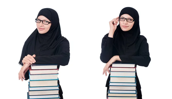 Ung muslimsk kvinnlig student med böcker — Stockfoto