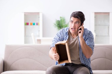 Man receiving empty parcel with stolen goods clipart