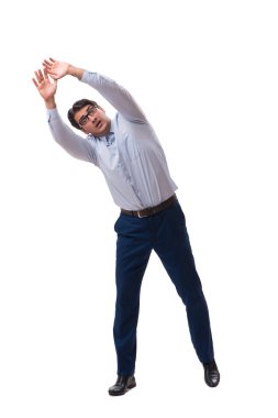 Beyaz arka plan üzerinde izole genç kukla işadamı