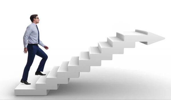 Businessman climbing career ladder in business concept — Stock Photo, Image