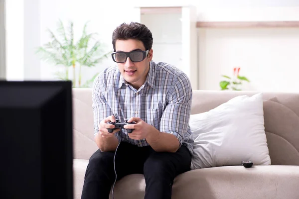 Man playing 3d games at home — Stock Photo, Image