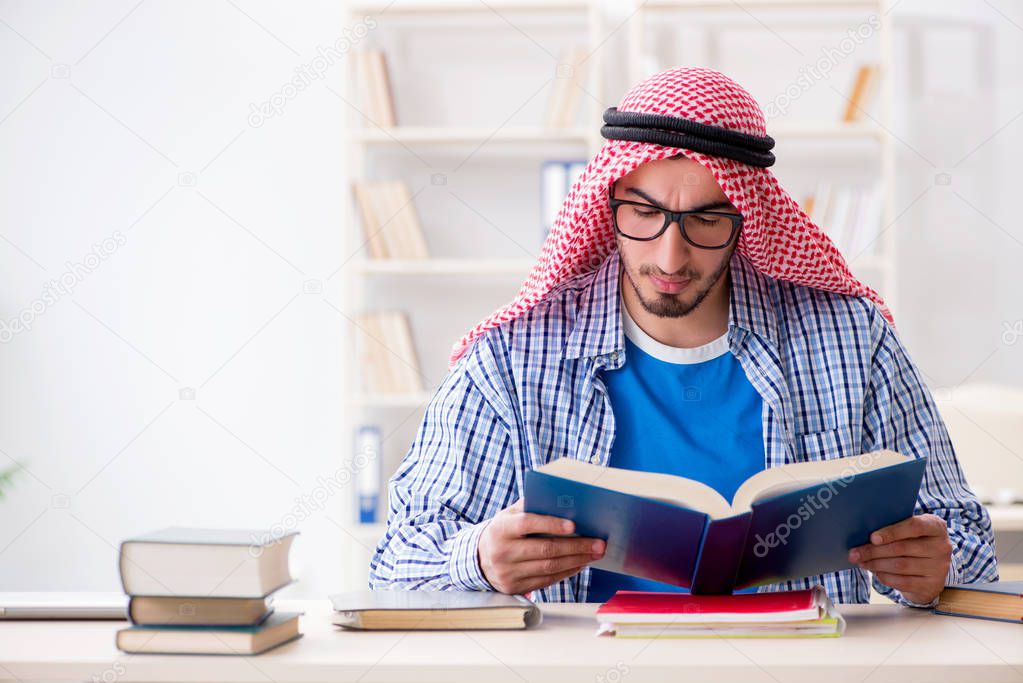 Arab student preparing for university exams