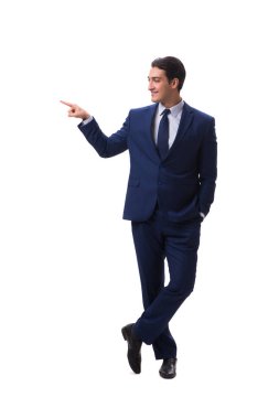 Genç işadamı beyaz arka planda izole edilmiş 