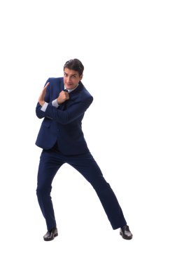 Genç işadamı beyaz arka planda izole edilmiş 