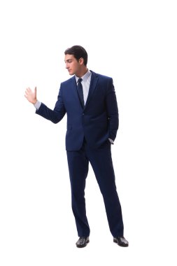 Genç işadamı beyaz arka planda izole edilmiş 