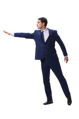 Genç işadamı beyaz arka planda izole edilmiş 