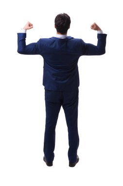 Genç işadamı beyaz arka planda izole edilmiş 