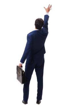 Genç işadamı beyaz arka planda izole edilmiş 