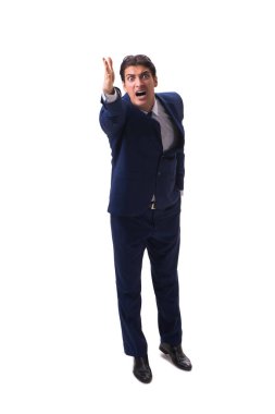 Genç işadamı beyaz arka planda izole edilmiş 