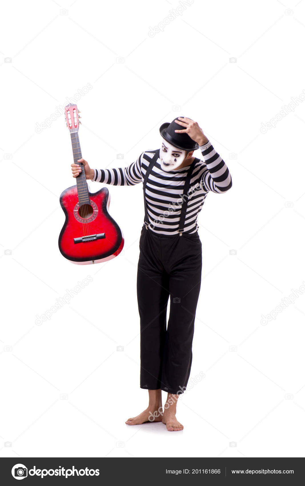 Mime Jouant De La Guitare Isolee Sur Blanc Image Libre De Droit Par Elnur C